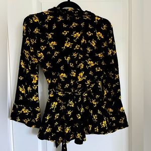 Ganni Print Wrap Blouse